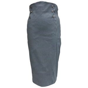 NWT - Unique Vintage Blue & White Gingham Sailor Sierra Pencil Skirt - Size L